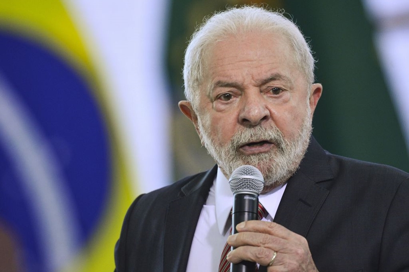 O presidente, Luiz Inácio Lula da Silva, durante encontro com dirigentes de centrais sindicais, no Palácio do Planalto.