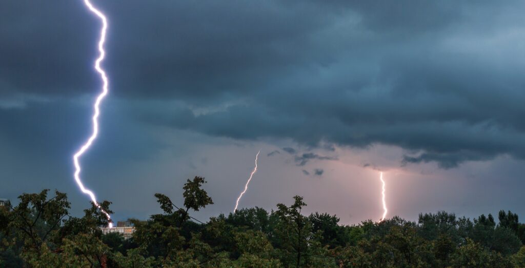 A beautiful shot of a lightning strike in zagreb, croatia